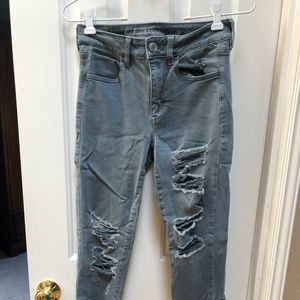 American Eagle grey ripped hi-rise jegging